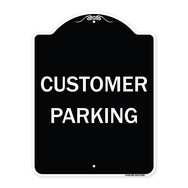Signmission Designer Series Sign-Customer Parking, Black & White Heavy-Gauge Aluminum, 24" x 18", BW-1824-9986 A-DES-BW-1824-9986 - main